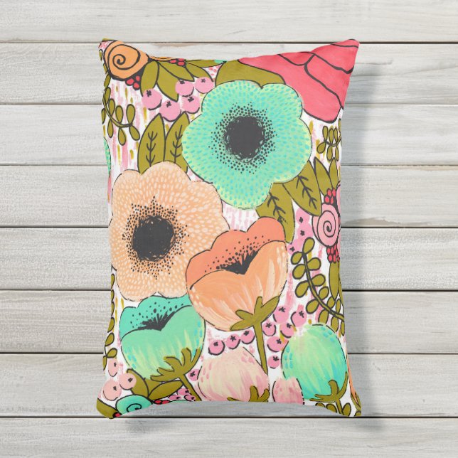 Coussin D'extérieur Impression de l'artiste botanique peint (Devant (Vertical))