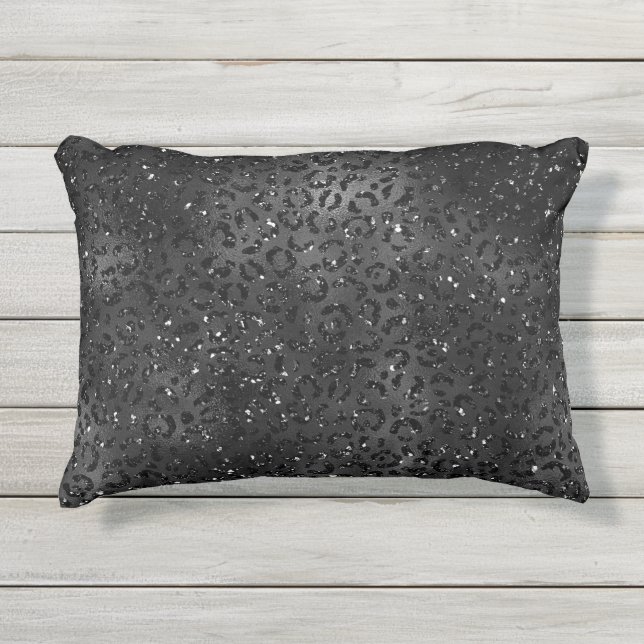 Coussin D'extérieur Impression de peau de léopard guépard noir animal (Devant)