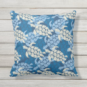 Coussin D'extérieur Indigo extérieur réversible hawaïen de tortue d
