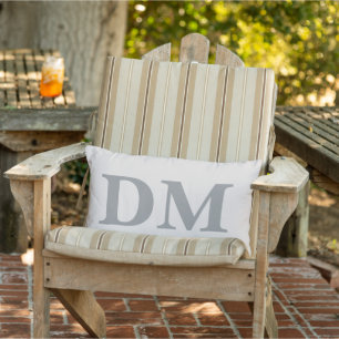 Coussin D'extérieur Initiales de style moderne Grandes lettres Bleu mi