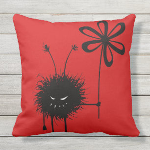 Coussin D'extérieur Insecte mauvais rouge de fleur gothique