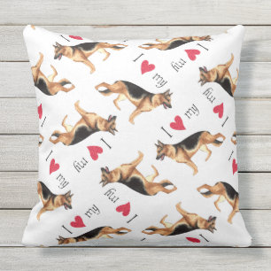 Coussin D'extérieur J'aime mon berger allemand