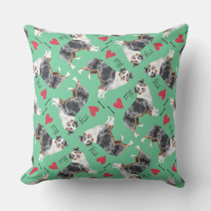 Coussin D'extérieur J'aime mon berger mini-américain