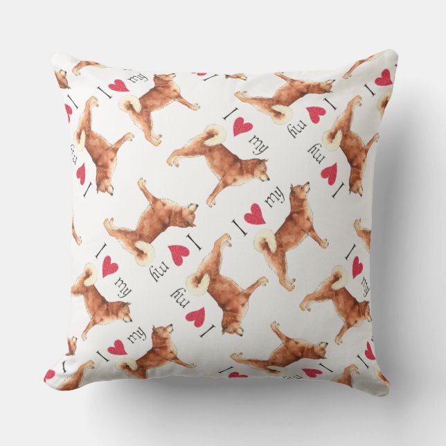 Coussin D'extérieur J'aime mon Shiba Inu (Recto)