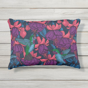 Coussin D'extérieur Jardin des colibris en violet et bleu