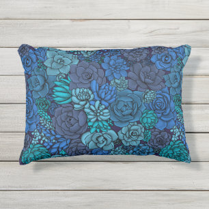Coussin D'extérieur Jardin succulent en bleu
