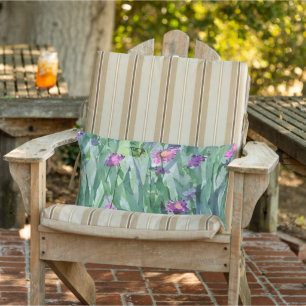 Coussin D'extérieur Jardin vert peint à la main Papillons pourpres