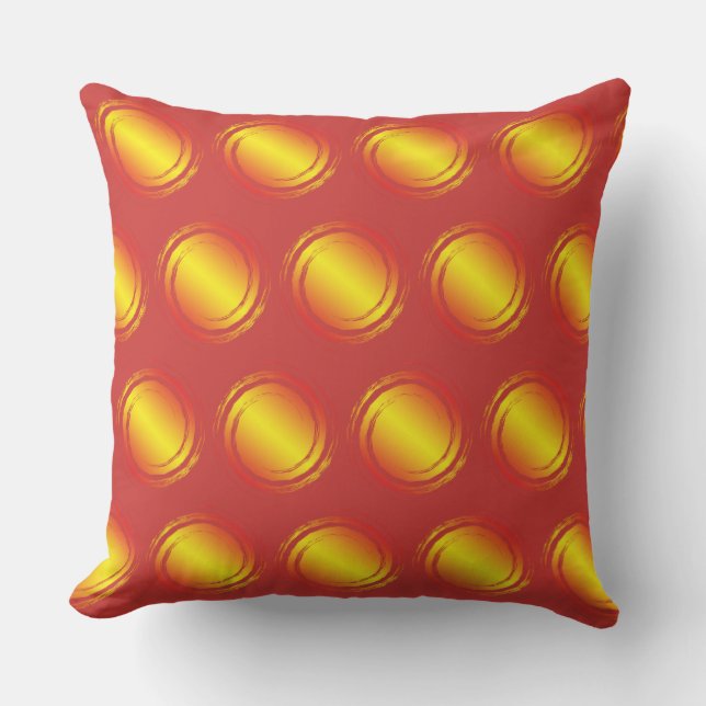 Coussin D'extérieur Jaune orange et rouge Pois Cercle soleil été (Recto)