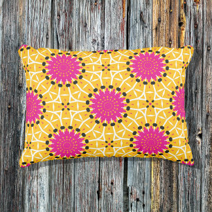 Coussin D'extérieur Joli Motif géométrique en mosaïque jaune et rose