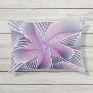 Coussin D'extérieur Jolie fleur rose abstraite moderne art fractal