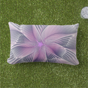 Coussin D'extérieur Jolie fleur rose abstraite moderne art fractal