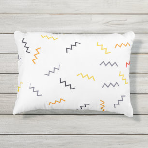 Coussin D'extérieur Joueuse, colorée, tendance, moderne zigzags memphi