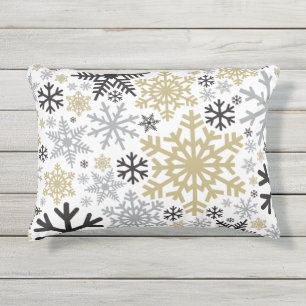 Coussin D'extérieur Joyeux Noël Motif de Faux de neige d'hiver