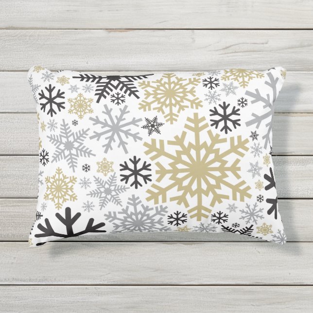 Coussin D'extérieur Joyeux Noël Motif de Faux de neige d'hiver (Devant)
