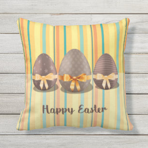 Coussin D'extérieur Joyeux Pâques colorées, Oeufs de Pâques de Choc
