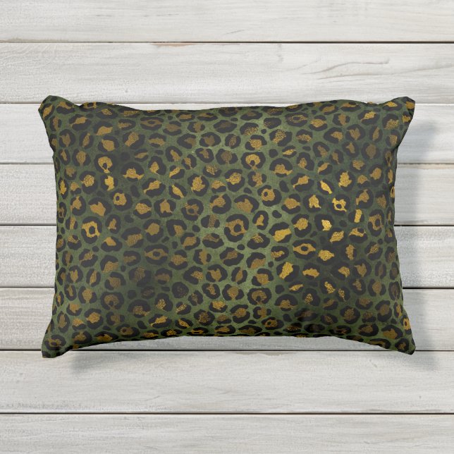 Coussin D'extérieur Jungle Vert Jaune Cheetah Leopard Motif (Devant)