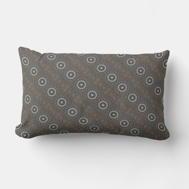 Coussin D'extérieur Kaleidoscope Design noir gris bleu blanc (Recto)
