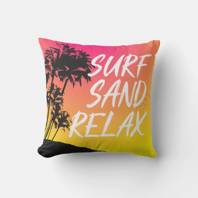 Coussin D'extérieur Kapaa Coucher de soleil Palmier hawaïen réversible (Recto)
