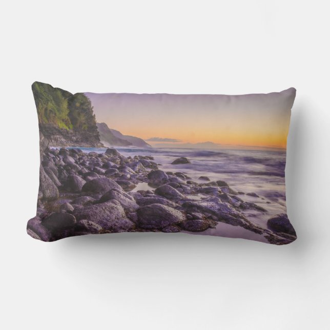 Coussin D'extérieur Ke’e Beach et Poipu Sunrise Hawaiian Reversible (Recto)