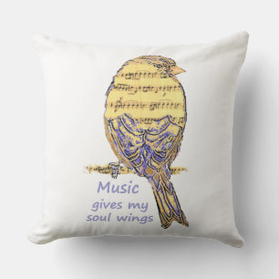 Coussin D'extérieur La musique donne des ailes à mon âme Citation Insp