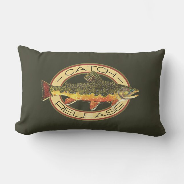 Coussin D'extérieur La pêche à la truite de ruisseau (Recto)