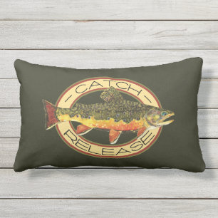 Coussin D'extérieur La pêche à la truite de ruisseau
