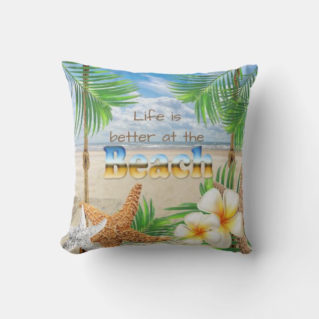 Coussin D'extérieur La vie tropicale est meilleure à la plage (Recto)