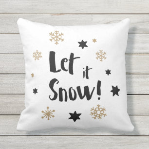 Coussin D'extérieur "Laissez-le neiger !" Noël de calligraphie