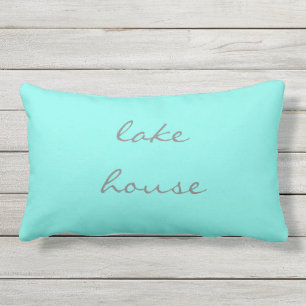 Coussin D'extérieur Lake House Aqua Grey Gris Turquoise Bleu Classique