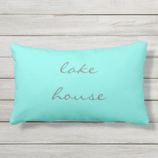 Coussin D'extérieur Lake House Aqua Grey Gris Turquoise Bleu Classique