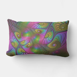Coussin D'extérieur L'art fractal abstrait lumineux et coloré