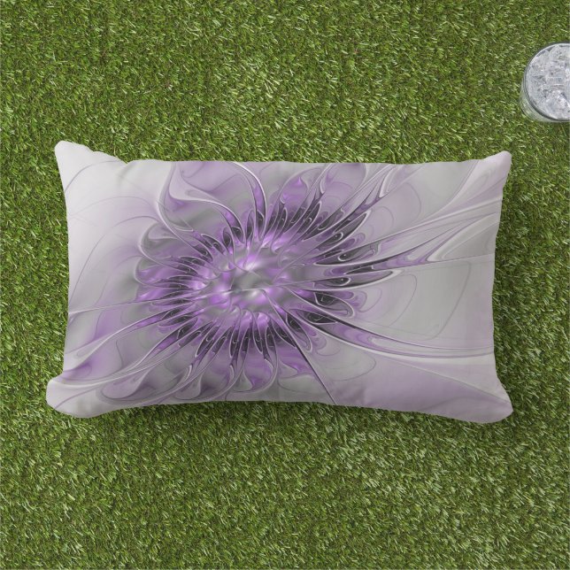 Coussin D'extérieur Lavande Fleur Dream Moderne Abstrait Fractal Art (Herbe)