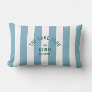 Coussin D'extérieur Le Lake Club Green Crest Blue Nautical Stripe
