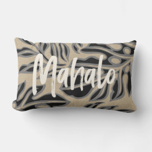 Coussin D'extérieur Leaf Tiki Charcoal Hawaiian Tropical Reversible