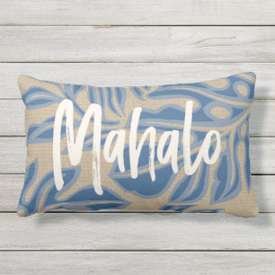 Coussin D'extérieur Leaf Tiki Indigo Blue Hawaiian Tropical