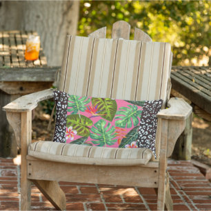 Coussin D'extérieur Léopard noir Pink Tropical Jeu d'oreiller