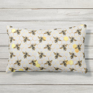 Coussin D'extérieur Les abeilles sur Honeypeb Motif Jaune Gold Grey Ex