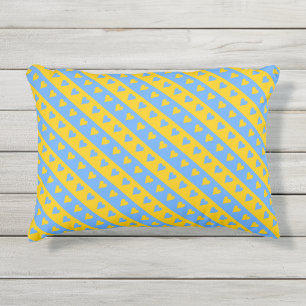 Coussin D'extérieur Les coeurs et motif jaunes/bleus de rayures se