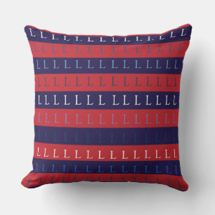 Coussin D'extérieur lettre majuscule de votre nom sur rayé rouge bleu