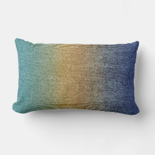 Coussin D'extérieur Lignes bleues Ombre Turquoise Gold Yellow Periwink