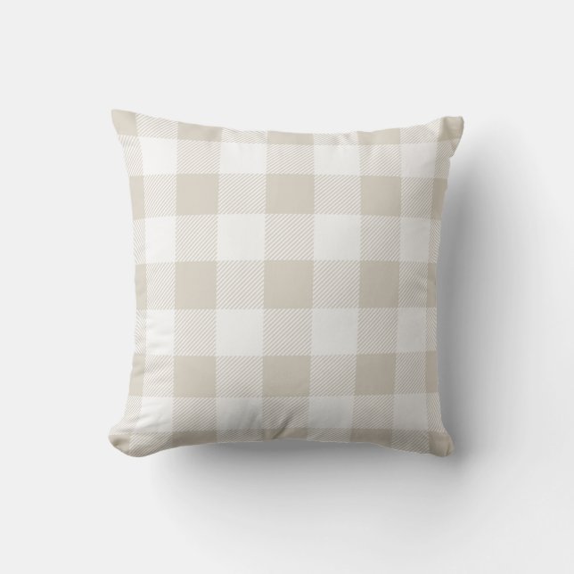 Coussin D'extérieur Linge Beige Preppo Buffalo Check Plaid (Recto)