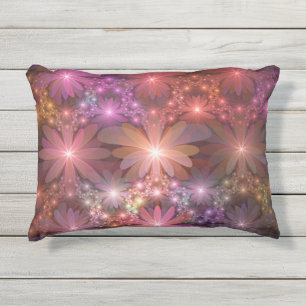 Coussin D'extérieur Lit De Fleurs Coloré Brillant Art Fractal Abstrait