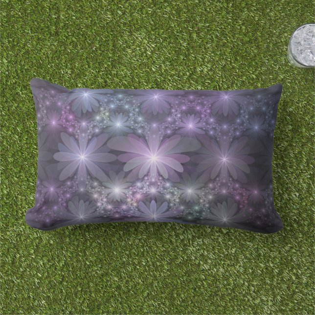 Coussin D'extérieur Lit de fleurs tendance brillant art fractal abstra (Herbe)