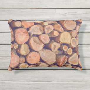Coussin D'extérieur Loges de bois rustique