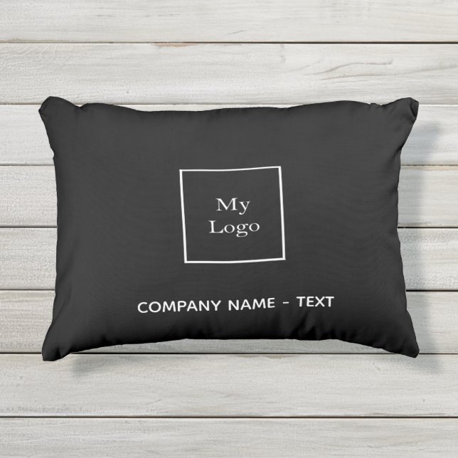 Coussin D'extérieur Logo de l'entreprise noir blanc élégant (Devant)