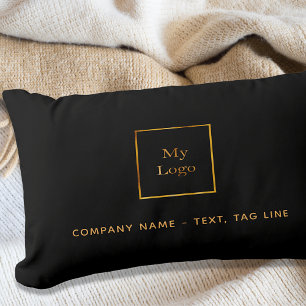 Coussin D'extérieur Logo d'entreprise noir or élégant