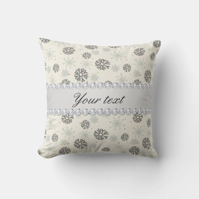 Coussin D'extérieur L'or bleu de flocons de neige tient le premier (Recto)