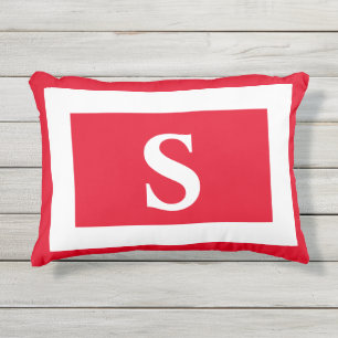Coussin D'extérieur Lumbar initial du monogramme blanc rouge