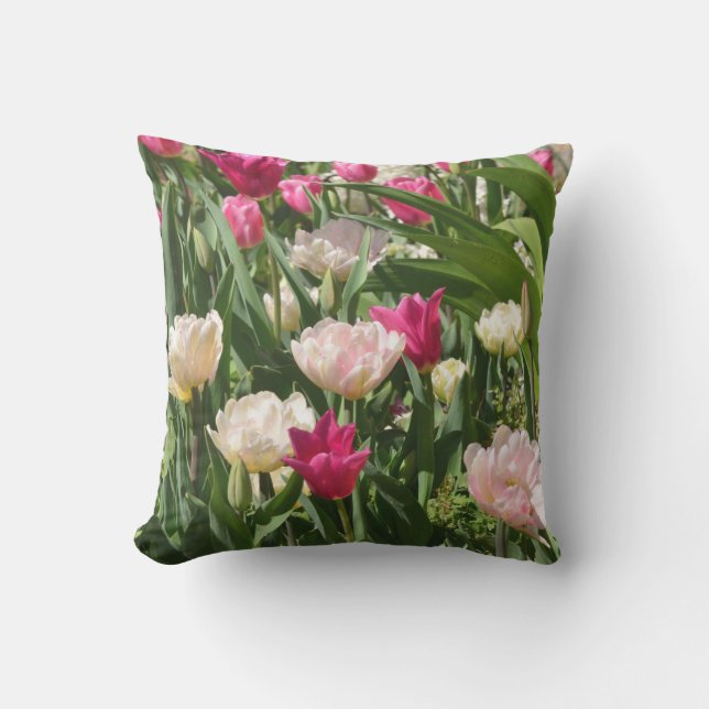 Coussin D'extérieur lumière et throwpillow rose foncé de tulipe (Recto)