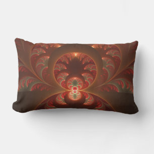 Coussin D'extérieur Lumineux abstrait moderne orange rouge Fractale